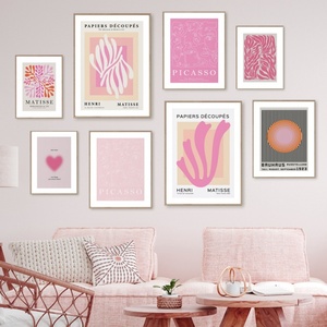 Peinture sur toile abstraite moderne nordique rose <span class=keywords><strong>Matisse</strong></span> Picasso Corail Bauhaus, affiches imprimées, décoration <span class=keywords><strong>de</strong></span> salon - Product Image 2