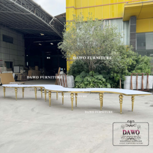 A forma di serpente serpentina di nozze gambe d'oro in acciaio inossidabile con bianco MDF Top moderno Hotel mobili per banchetti - Product Image 3