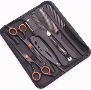 Hairdressing Scissors 6'' Japan Stainless Black Hair Cutting Scissors Thinning Shears Hair Scissors Haircut <b>Set</b> Combs C1001 - Product Image 3