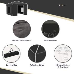 DB Pop Up Canopy Tent 9.7 X 9.7 Ft With Reflective Strips Mesh <b>Windows</b> Portable Sidewalls Carry Bag Included - Product Image 4