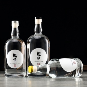 Botella de Vidrio Transparente Ecológica Personalizada de 500 ml, 750 ml, 1000 ml, 1 L para Vodka, Ginebra, Whisky, Licores, con Tapón de Corcho - Product Image 1
