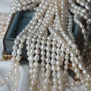 Wholesale 6.5-7mm irregular Baroque AK with nucleated natural freshwater pearl shaped diy material