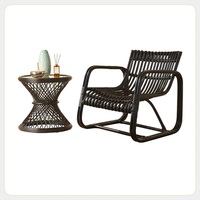 Ensemble de meubles de salon Foshan : Tables basses, tables à thé, tables de salle à manger en bois et rotin tressé pour l'extérieur, chaises de jardin décontractées en rotin tressé pour patio