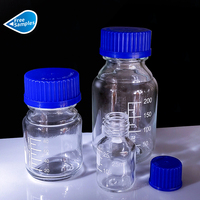 Flacon de réactif en verre à vis brun ambré transparent pour laboratoire avec ligne graduée Flacon de réactif chimique moyen