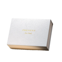 Boîte en papier texturé cuir blanc personnalisée, dorure à chaud simple, écologique, recyclable, pliable, emballage cadeau en carton ondulé