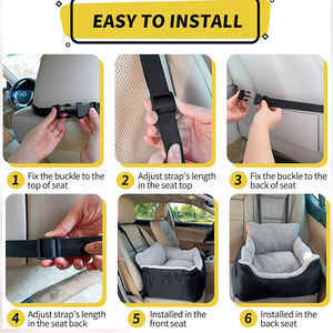 مقعد سيارة فاخر مضاد للماء للكلاب سرير مريح للجرو سرير ناعم للسفر مقعد سيارة للحيوانات الأليفة مع مشبك أمان - Product Image 5