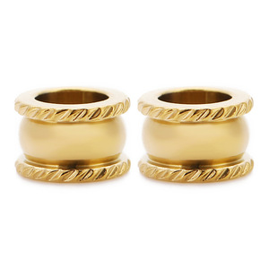 Gold-Plated Textured Stainless Steel <b>Spacer</b> Beads for Leather Cord | Jewelry DIY Accessories | Barrel Beads with Grooved Edges - Product Image 2