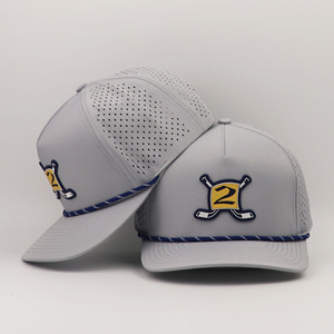 Casquettes de baseball ajustables en polyester perforé Hydro Performance avec logo en caoutchouc, vente en gros de gorras - Product Image 5