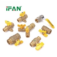 Vanne à gaz en laiton à longue poignée jaune IFAN 1/2"-2" Vanne à eau en laiton Vanne à boisseau sphérique en laiton