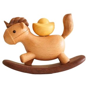 Ornement Cheval du Zodiaque en Bois de Hêtre, Cheval à Bascule Magnétique, Décoration de Bureau Feng Shui, Cadeau du Nouvel An Chinois - Product Image 5