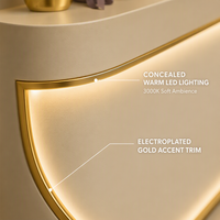 Comptoir de réception minimaliste incurvé avec éclairage LED pour salon de beauté de luxe, spa, boutique, magasin ou bureau