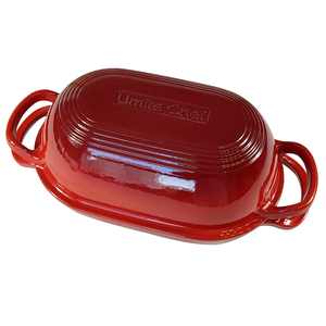 Pot à pain en fonte émaillée rouge avec couvercle bombé, grand moule à pain rectangulaire pour des pains artisanaux croustillants parfaits - Product Image 2