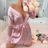 Robe de Chambre Élégante et Luxueuse en Satin pour Femme, Longue avec Manches en Dentelle, Vêtement de Nuit et d'Intérieur Fin, Grande Taille, Vente en Gros, Personnalisation OEM