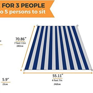 Woqi Outdoor <b>Blanket</b> 71x55 Compact Lightweight Sandproof Rectangular Striped Nylon Camping <b>Beach</b> Hiking Travel - Product Image 3