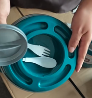Conteneur alimentaire en plastique grande capacité 0,6 1,8 4,5 L, boîte à lunch, boîte isotherme, chauffe-plat, ensemble de 3 casseroles rondes avec cuillère