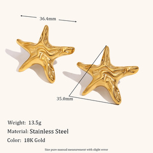<span class=keywords><strong>Boucles</strong></span> <span class=keywords><strong>d</strong></span>'<span class=keywords><strong>oreilles</strong></span> tendance étoile de mer pour femmes en <span class=keywords><strong>or</strong></span> <span class=keywords><strong>18</strong></span> <span class=keywords><strong>carats</strong></span> et acier inoxydable style mignon avec rhodium et zircon vente en gros - Product Image 6