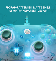 Manette de jeu filaire GameSir T7 Pro W transparente à motif floral, joystick à effet Hall, éclairage RGB, double vibration, pour Xbox PC