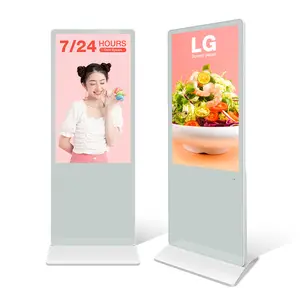 Display Totem Lcd Pemutar Video Android Berdiri Lantai 55 Inci, Papan Iklan Digital Layar Sentuh Totem Sentuh