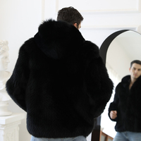 Haute qualité qualité hiver personnalisé hommes sweats à capuche véritable fourrure de renard veste manteau pour hommes