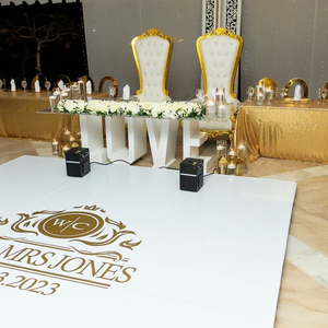 สติ๊กเกอร์ไวนิลตกแต่งพื้นงานแต่งงานแบบสั่งทำพิเศษ แผ่นปิดพื้นเต้นรำ ป้ายไวนิลติดกระจก พิมพ์สีเต็มรูปแบบ - Product Image 1