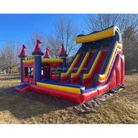 Combo château gonflable et toboggan aquatique sec/humide, château gonflable d'extérieur en PVC