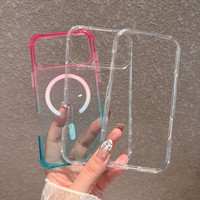 Coque de protection magnétique transparente dégradée bicolore pour iPhone 18 Pro Max, également compatible avec iPhone 17, 16, 15, 14, 13