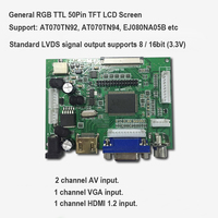 Pantalla LCD TFT TTL LVDS TN64 TN90 TN92 TN94, Placa Controladora LCD PCB800099 con HD MI Compatible con VGA AV para Carpc Raspberry Pi