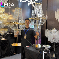 LEDA Chandelier sur pied doré de 138 cm de haut, best-seller, pour la décoration de table de mariage et d'événements