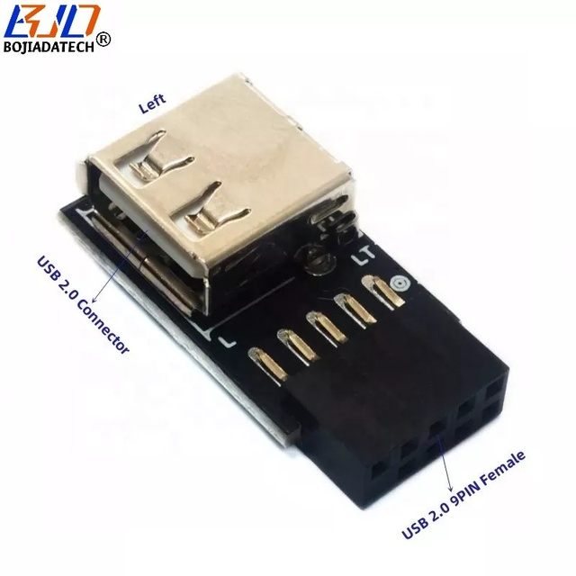 Factory Direct Wholesale Motherboard 9Pin Header to USB 2.0 Type-A Connector Adapter Card