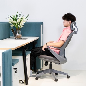 Chaise de bureau de direction pivotante en cuir PU gris moderne pour salle de réunion, mobilier de bureau commercial en gros - Product Image 4