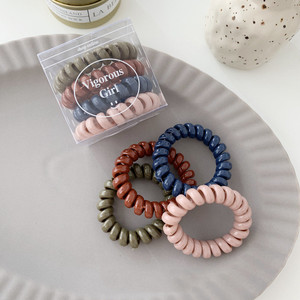 Bandas de goma de plástico para el pelo para mujer, set de 4 unidades de lazos elásticos para el pelo con <span class=keywords><strong>cord</strong></span>ón para teléfono, en caja - Product Image 5
