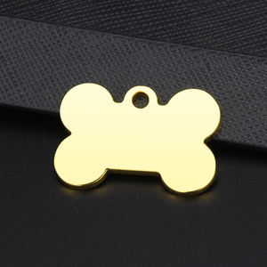 Personalizado grabado logotipo en blanco de <span class=keywords><strong>metal</strong></span> en forma de hueso de acero inoxidable mascota Id perro gatito cachorro Anti-Pérdida collares etiqueta encanto - Product Image 1