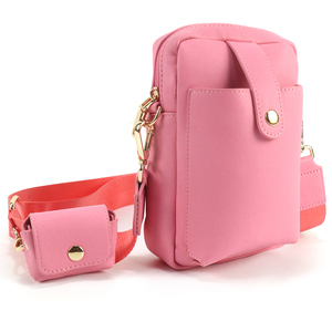 Sac bandoulière mini rose pour femme en cuir PU avec <span class=keywords><strong>pochette</strong></span> pour téléphone et sangle réglable – Stock disponible en entrepôt étranger - Product Image 2
