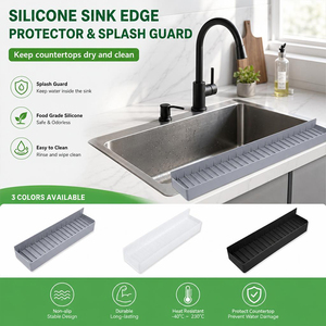 Protector Antisalpicaduras para Fregadero de Cocina, Alfombrilla de Drenaje de Silicona de Grado Alimenticio en Forma de L, Protector Antideslizante para Encimera, Alfombrilla Antisalpicaduras para Grifo de Fregadero - Product Image 1