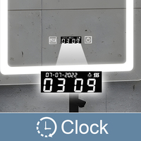 Miroir LED avec luminosité réglable, éclairage 3 couleurs, horloge numérique, idéal pour les salles de bain modernes