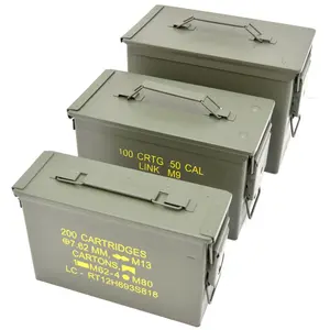 Amunisi bisa mil-tec US M19A1 30 Cal kotak amunisi baja dapat besi kotak alat