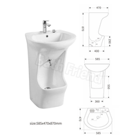 Lavabo autoportant pour ablutions musulmanes (Wudu) en porcelaine brillante avec robinet, pour le Moyen-Orient