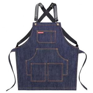 Tablier en jean sans manches réglable à la taille, doux, durable, écologique, tendance, pour cuisine et jardin, avec poche avant - Product Image 1