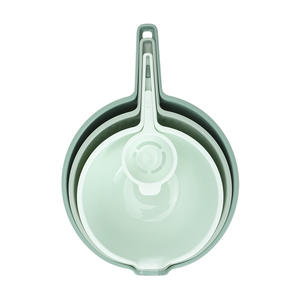 Ensemble de 4 bols mélangeurs empilables en plastique sans BPA avec <span class=keywords><strong>bec</strong></span> verseur et poignée, pour la maison - Product Image 1