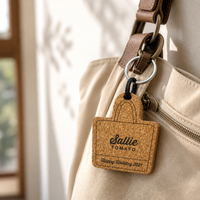 Porte-clés coloré en bois avec logo imprimé noir, fabrication en gros, pour sac, en liège et métal