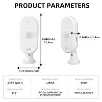 Tuya Smart Home PIR Sensor Anti Theft Infrared Motion Sensor Tuya WIFI PIR Detector with 80db Alarm Sound Home Factory Security
