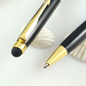 Wholesale 2-in-1 Stylus Screen Slim Twist Black Metal Ballpoint <b>Pen</b> With Laser Customized Logo Printing for Hotel Stationery - Product Image 2