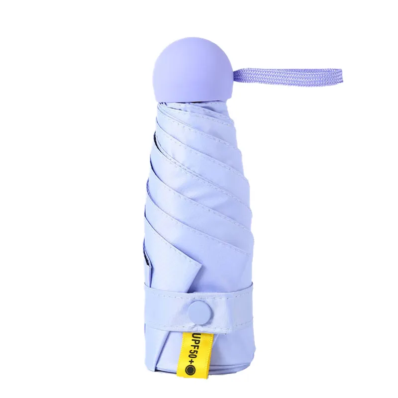 Rts Wholesale Cheap Windproof Promotion Coloured Logo Printed Capsule Mini Pocket Travel Sun Rain 5 Fold Umbrella