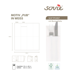 Pocket-Fold-Servilletas Uni blanco 40x33 cm 1/8-Fold de Softpoint - Product Image 2