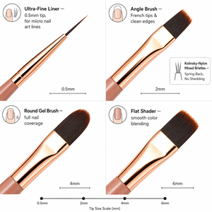 Ensemble de 10 pinceaux à ongles en bois peints sur mesure, formes multi-pointes pour vernis gel, outils de manucure OEM - Product Image 2