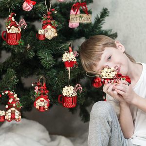 Ensemble de pendentifs en buis nain transfrontalier pour Noël, décorations d'arbre, décoration intérieure, fournitures d'arrangement sur le thème du chocolat chaud festif, artisanat - Product Image 4