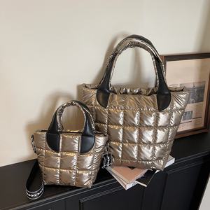 Portable <b>Quilted</b> Puffer Crossbody <b>Bag</b> Soft Padded Shoulder Pillow Waterproof Winter <b>Makeup</b> Puffy <b>Bag</b> Summer Chains Decor - Product Image 3