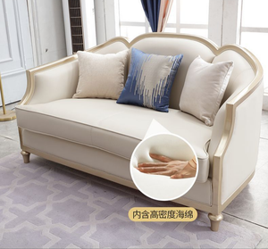 Set di Divani in Pelle di Lusso Leggero 3+2+1 Posti con Finiture in Legno Dorato, <span class=keywords><strong>Mobili</strong></span> per Soggiorno in Stile Europeo per Villa e Appartamento - Product Image 3