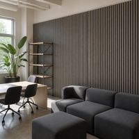 Panneau mural en bois acoustique à haute performance NRC, panneaux muraux décoratifs en bois à lattes avec absorption acoustique en feutre PET pour salle de cinéma professionnelle