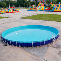 Piscine commerciale géante à montage rapide avec structure en acier et bâche en PVC robuste, support portable et mobile pour parc aquatique